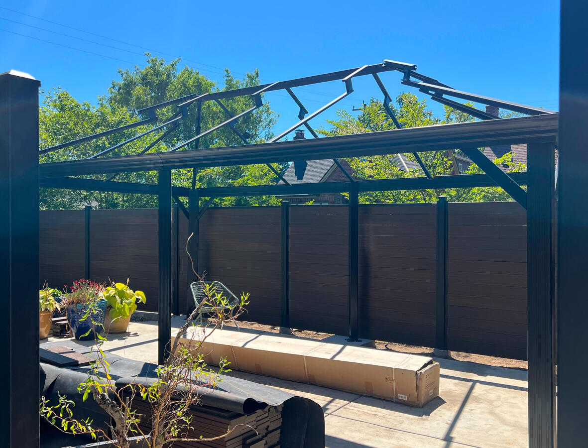 Gazebo construction roof frame